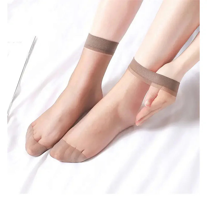 10Pairs-30Pairs Transparent Summer Socks Ultrathin Women Nylon Ladies Female Short Ankle Meias Elastic Crystal Spring Silk Sox