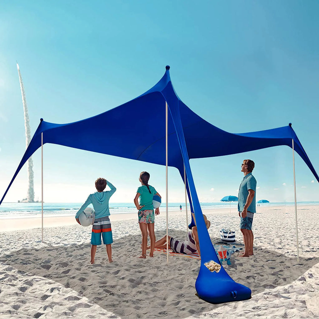 Outdoor Beach Tent Portable Camping Sun Shelter UPF50+ Family Seaside Travel Tent Outdoor Windproof One-Piece Beach Canopy