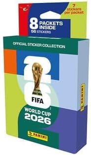 Panini FIFA World Cup 2026 Ecoblister - 8 Packs with 56 Collectible Stickers - Official Collection for Football Fans