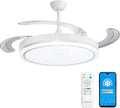 LEDUNI Ventilador de Techo LED Retráctil - 66W, Luz Regulable 2880LM, Control Remoto y Función Verano/Invierno, Diseño Moderno en Blanco Nieve