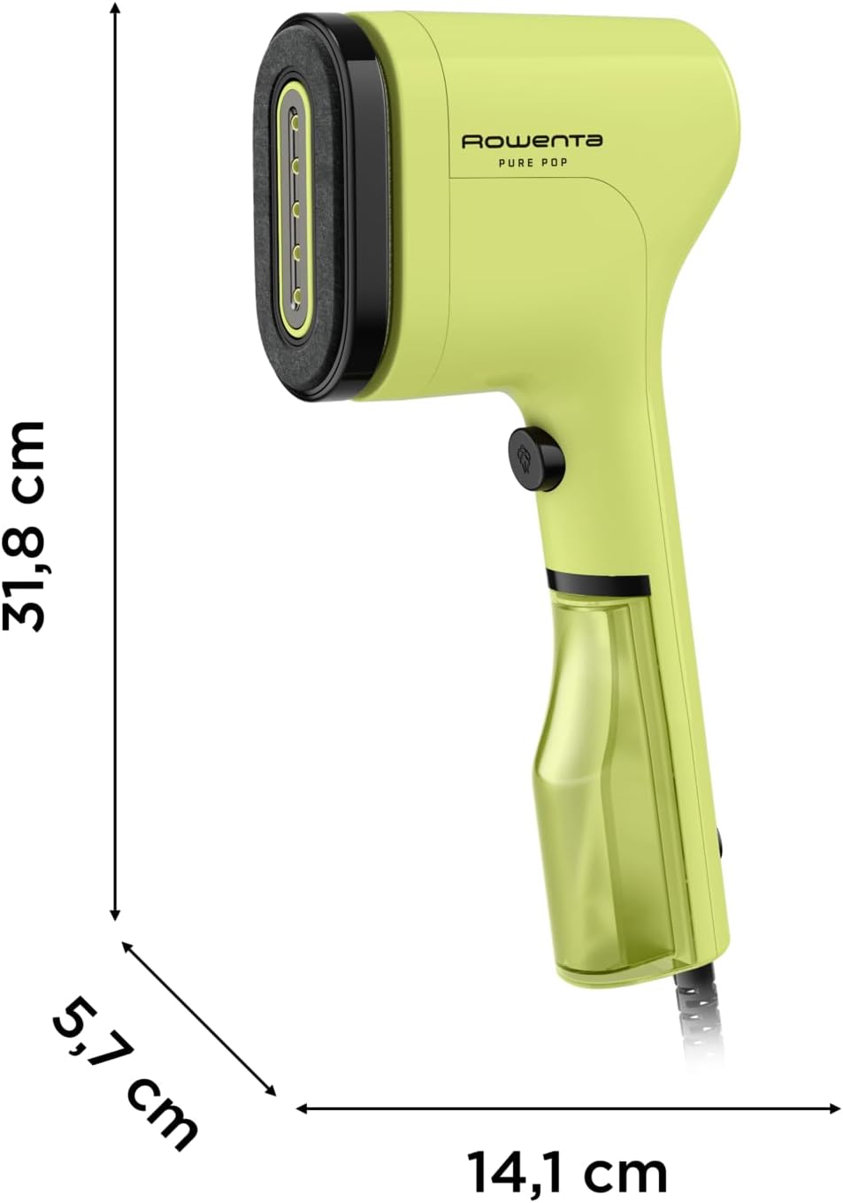 Rowenta Pure Pop - Plancha De Vapor Vertical De 1300 W Con Salida De Vapor De Hasta 20 Gr/Min Que Plancha Y Purifica, Elimina Pelusas Y Pelo, Cabezales Reversibles, Diseño Para Viaje, Lima DR2025F0