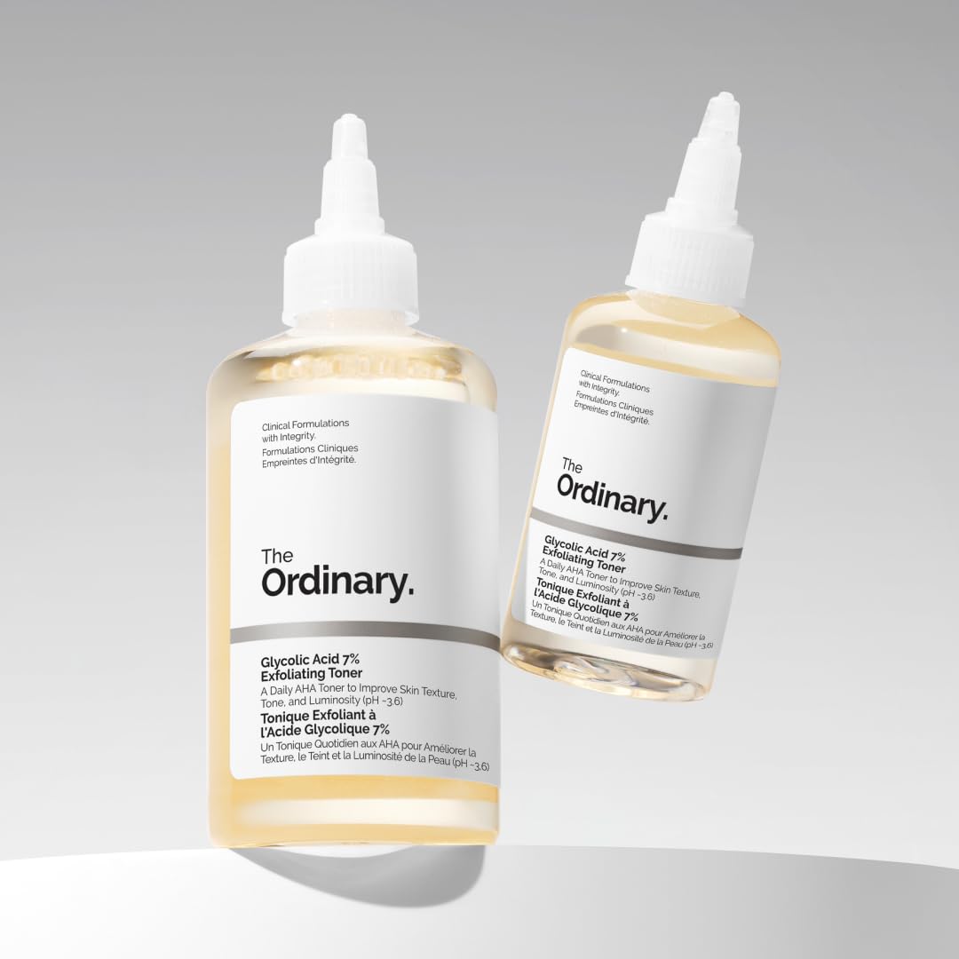 Transform Your Skin with The Ordinary Glycolic Acid 7% Exfoliating Toner - Daily Brightening and Smoothing Solution for a More Even Skin Tone, 240 ml