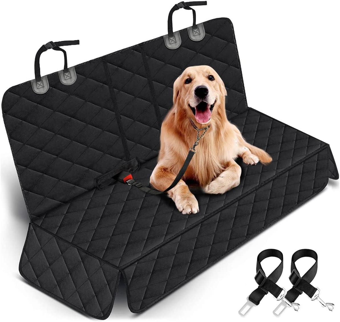 Ultimate Waterproof Dog Car Seat Cover - Non-Slip Back Seat Protector for Pets and Kids - Fits Most Cars, SUVs, and Trucks - Black