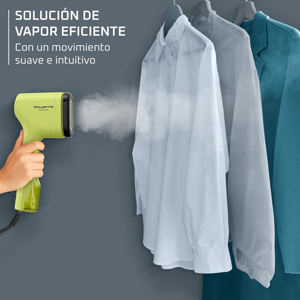 Rowenta Pure Pop - Plancha De Vapor Vertical De 1300 W Con Salida De Vapor De Hasta 20 Gr/Min Que Plancha Y Purifica, Elimina Pelusas Y Pelo, Cabezales Reversibles, Diseño Para Viaje, Lima DR2025F0