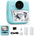 Camara Fotos Infantil Instantanea, 2,0 Pulgada 1080P Cámara De Fotos Instantánea Con Tarjeta De 32 GB Y Papel Fotográfico, Regalos Para Niños Y Niñas De 3 4 5 6 7 8 9 10 Años (Azul)