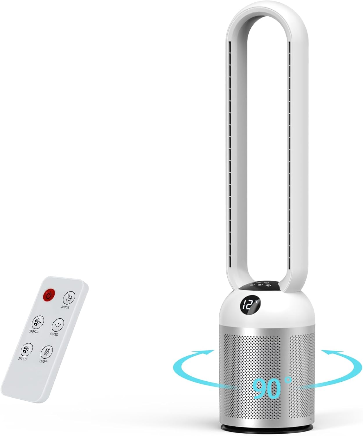 Ventilador Torre Silencioso, 24 Velocità, Oscillante a 90°, Display a LED, Timer 12 Ore, Ventilador De Torre per Camera Da Letto, Oficina, Salas De Estar Y Cocinas
