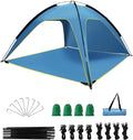 MYMULIKE Tienda De Campaña De Playa UV50+ Con Protección Solar, 210 X 210 X 130 Cm, 4 – 6 Personas, Poliéster 190T Con Varillas De Fibra De Vidrio De 8 Mm, Portátil, Con Sacos De Arena/Clavos Para