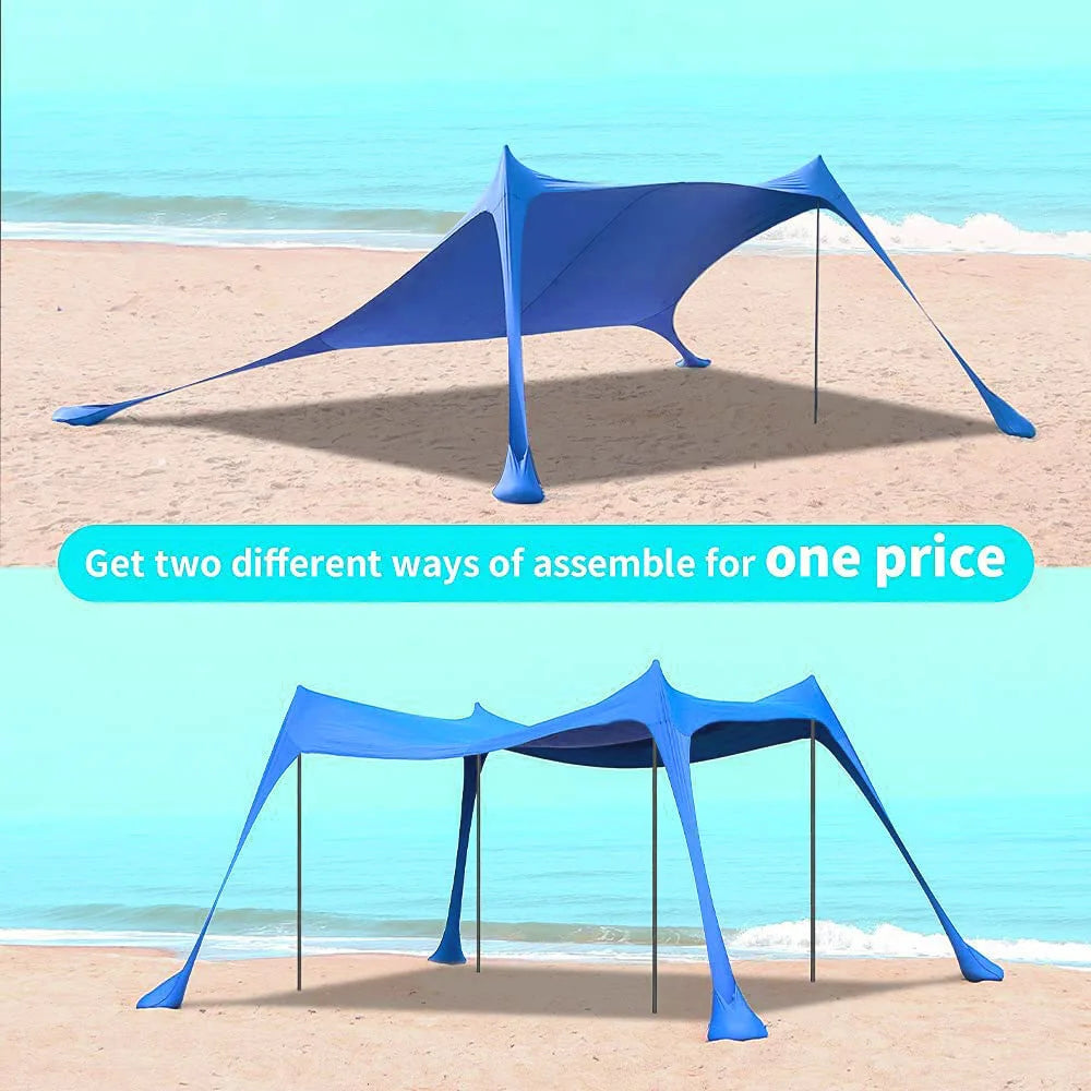 Outdoor Beach Tent Portable Camping Sun Shelter UPF50+ Family Seaside Travel Tent Outdoor Windproof One-Piece Beach Canopy