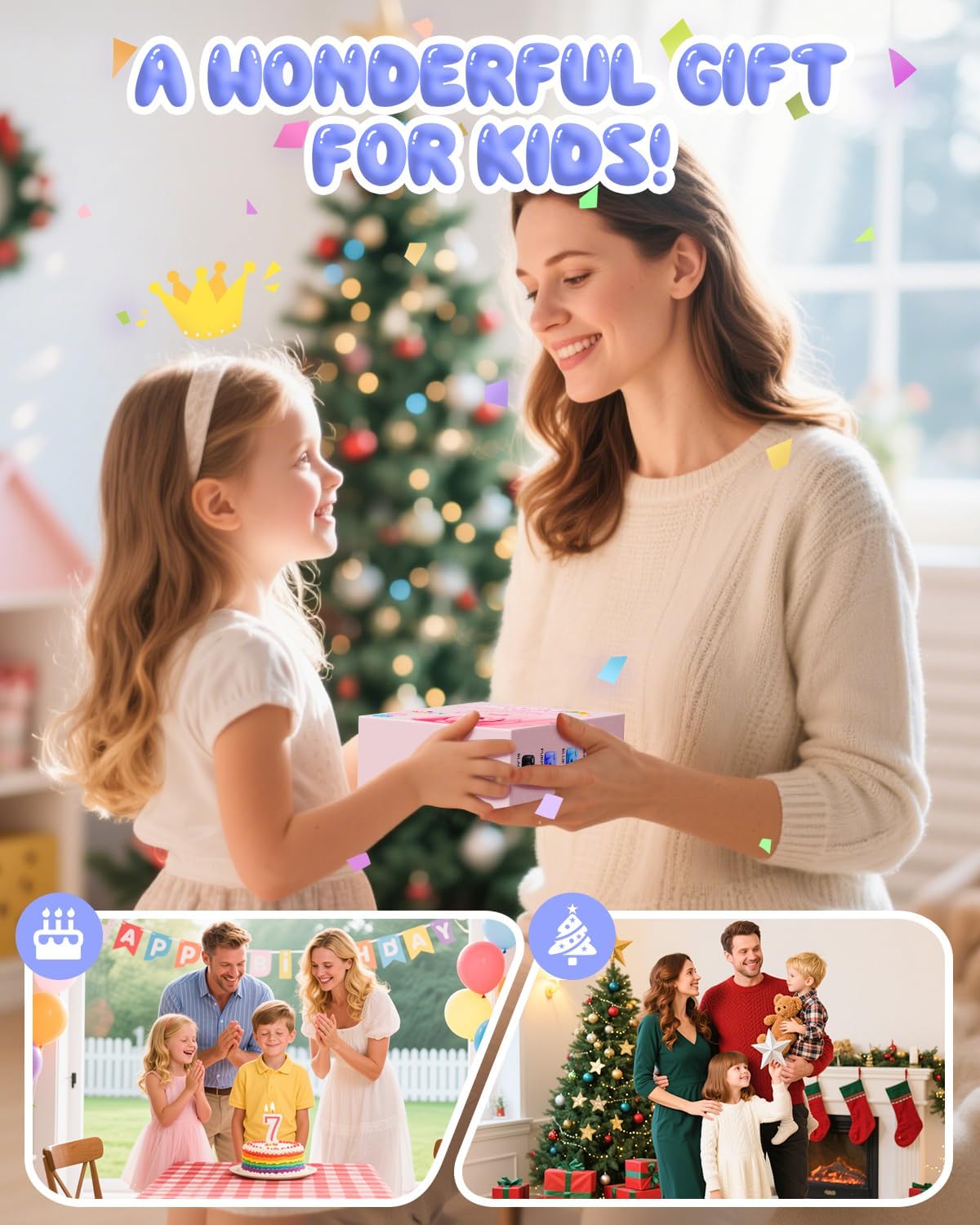 Camara Fotos Infantil Instantanea, HD 1080P Cámara De Fotos Instantánea Con Tarjeta De 32G Y 3 Rollos Papel De Impresión, Regalo Para Niñas Y Niños De 3 a 12 Años