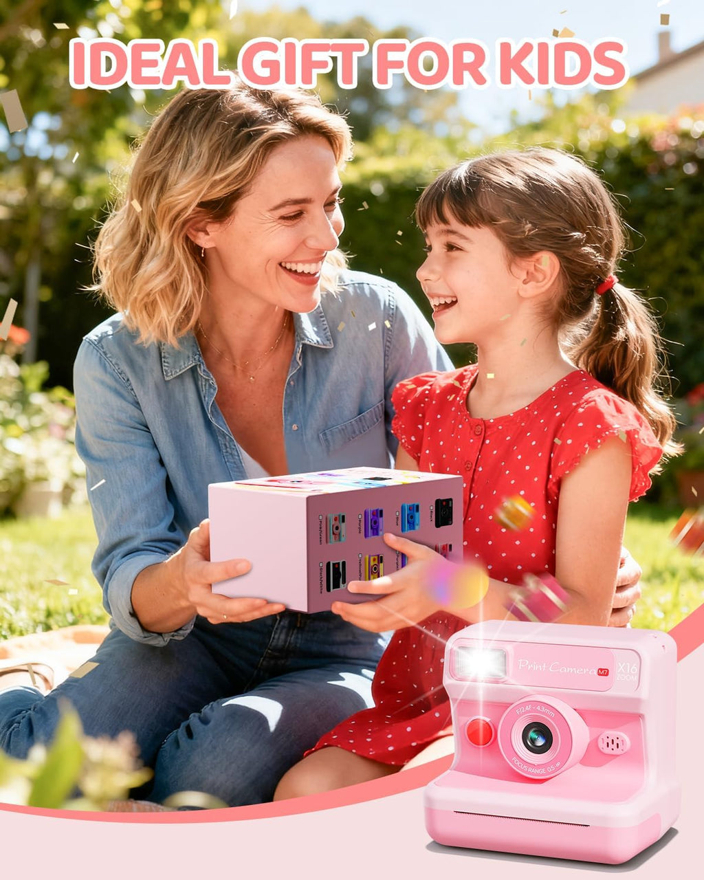 Camara Fotos Infantil Instantanea, HD 1080P Cámara Instantánea Para Niños Con Tarjeta De 32G Y 3 Rollos De Papel, Lentes Dobles, Regalo Para Niños Y Niñas De 3 a 12 Años