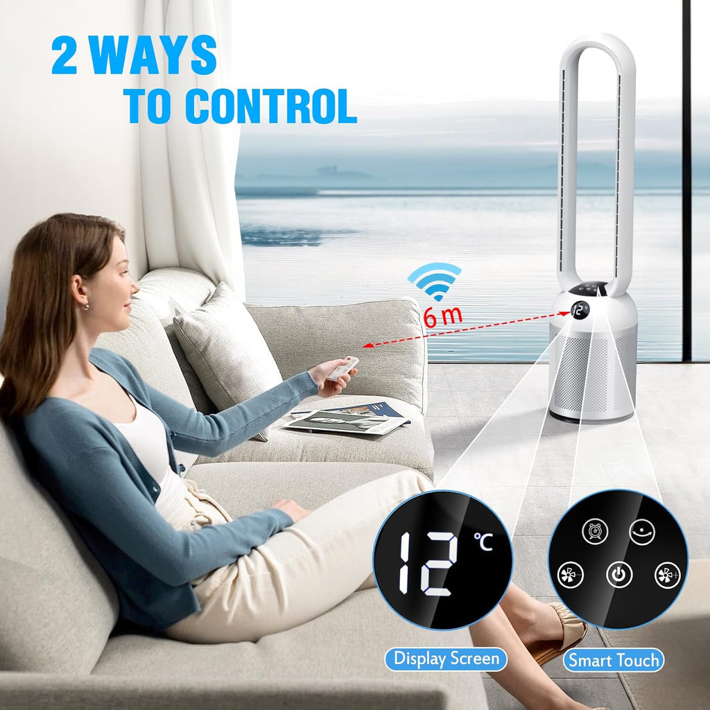 Ventilador Torre Silencioso, 24 Velocità, Oscillante a 90°, Display a LED, Timer 12 Ore, Ventilador De Torre per Camera Da Letto, Oficina, Salas De Estar Y Cocinas