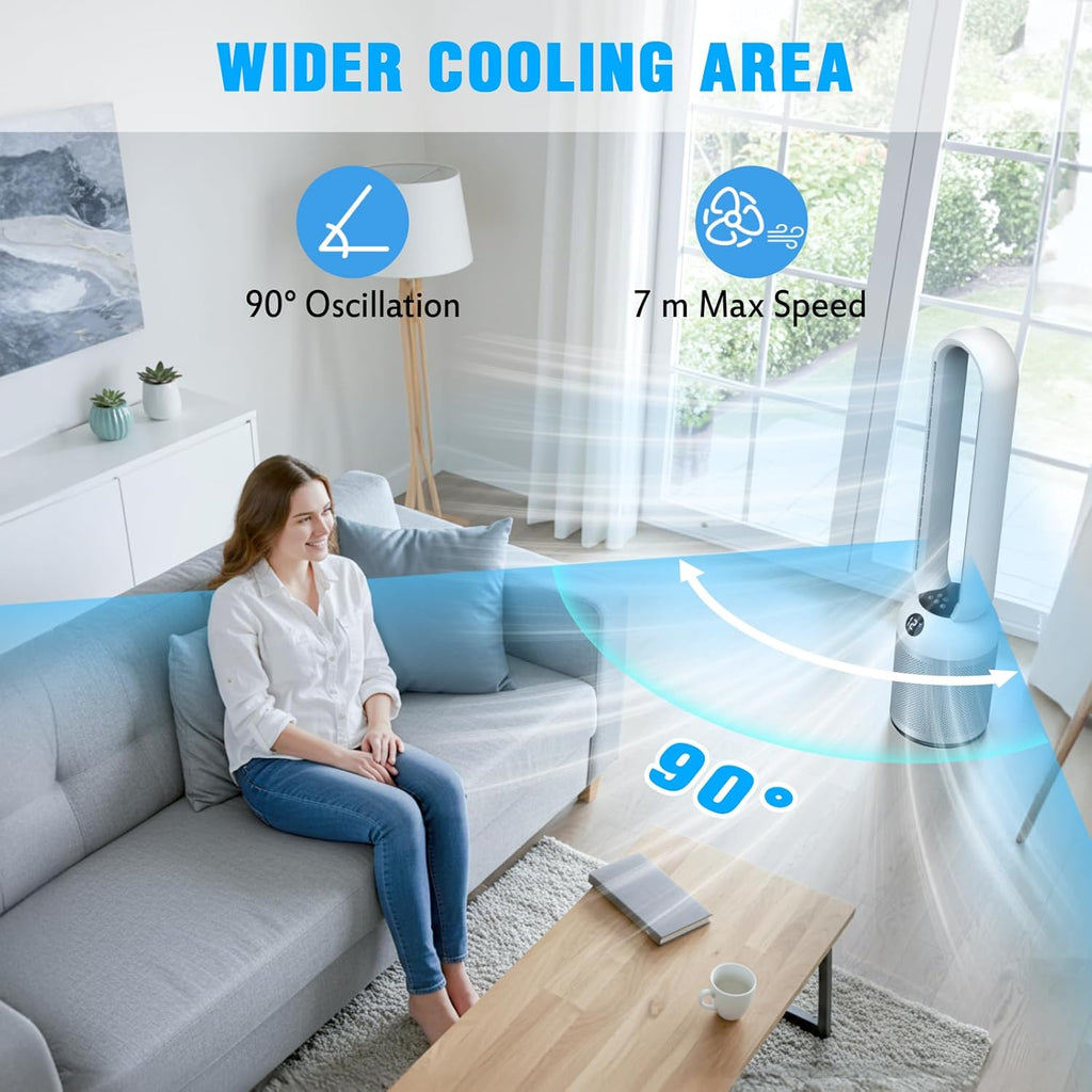 Ventilador Torre Silencioso, 24 Velocità, Oscillante a 90°, Display a LED, Timer 12 Ore, Ventilador De Torre per Camera Da Letto, Oficina, Salas De Estar Y Cocinas