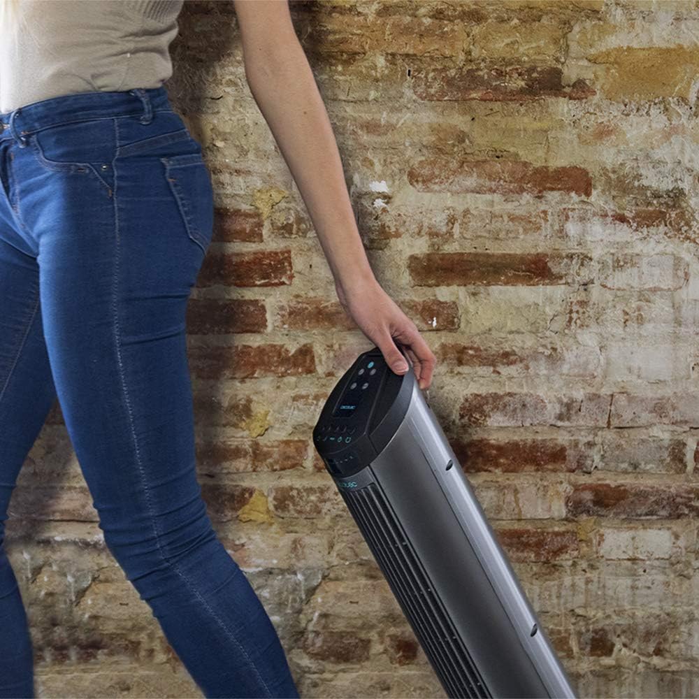 Cecotec Ventilador De Torre Digital Con Temporizador Y Mando a Distancia Energysilence 890 Skyline. 50 W, 30'' (76Cm) De Altura, Oscilación, Motor De Cobre, 3 Velocidades, 3 Modos, Negro