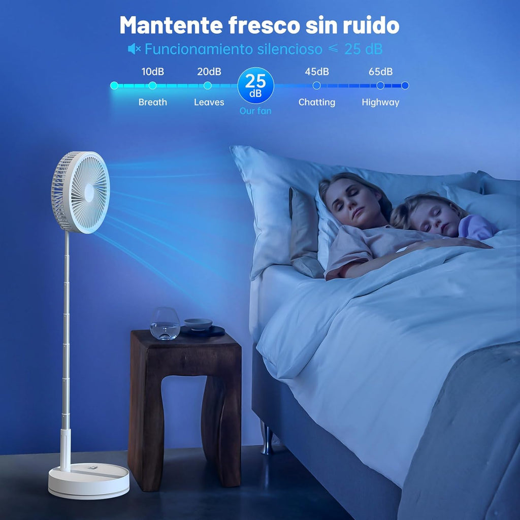 Ventilador De Pie Portátil Plegable Oscilante - 8.6" 8000Mah Bateria Recargable USB C Pequeño Mesa Ventiladores Con Control Remoto, Ventoinha Pedestal Silencioso Para Hogar Dormir Oficina Viaje