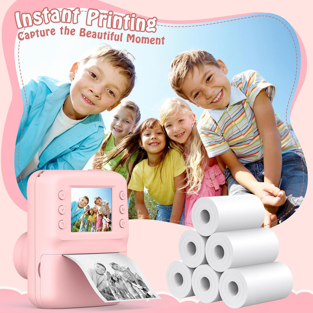 Camara De Fotos Instantaneas,2.4" 1080P HD Camara Fotos Infantil Instantaneas Juguetes Niños 3-12 Años Cámara Instantánea Niños De Foto & Video 1080P & Música&5 Juegos De Rompecabezas 32GB (White)