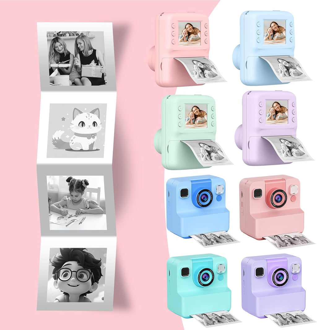Camara De Fotos Instantaneas,2.4" 1080P HD Camara Fotos Infantil Instantaneas Juguetes Niños 3-12 Años Cámara Instantánea Niños De Foto & Video 1080P & Música&5 Juegos De Rompecabezas 32GB (White)