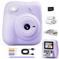 Camara Fotos Infantil Instantanea, HD 1080P Cámara De Fotos Instantánea Con Tarjeta De 32G Y 3 Rollos Papel De Impresión, Regalo Para Niñas Y Niños De 3 a 12 Años