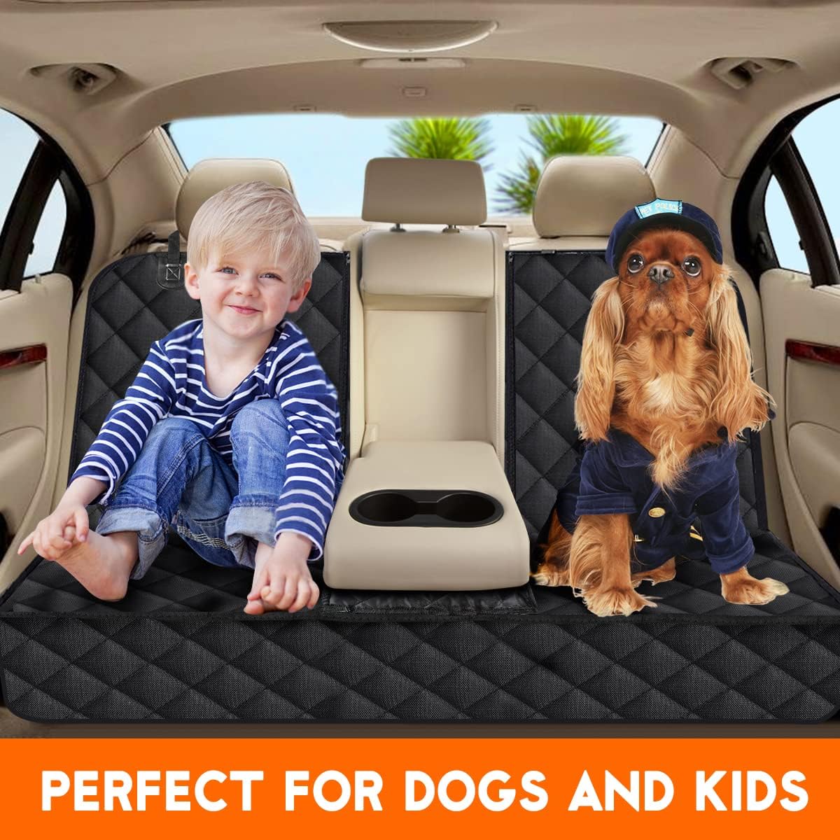 Ultimate Waterproof Dog Car Seat Cover - Non-Slip Back Seat Protector for Pets and Kids - Fits Most Cars, SUVs, and Trucks - Black