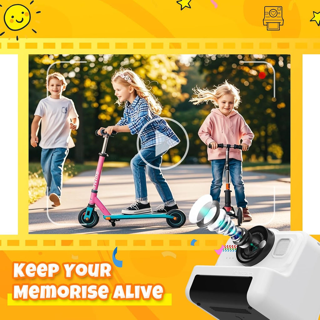 Camara Fotos Infantil Instantanea, HD/1080P Cámara Instantánea Para Niños Con Tarjeta De 32G Y Papel De Impresión, Camara Fotos Infantil Divertidos Regalos De Juguete Para Niños De 3 a 12 Años