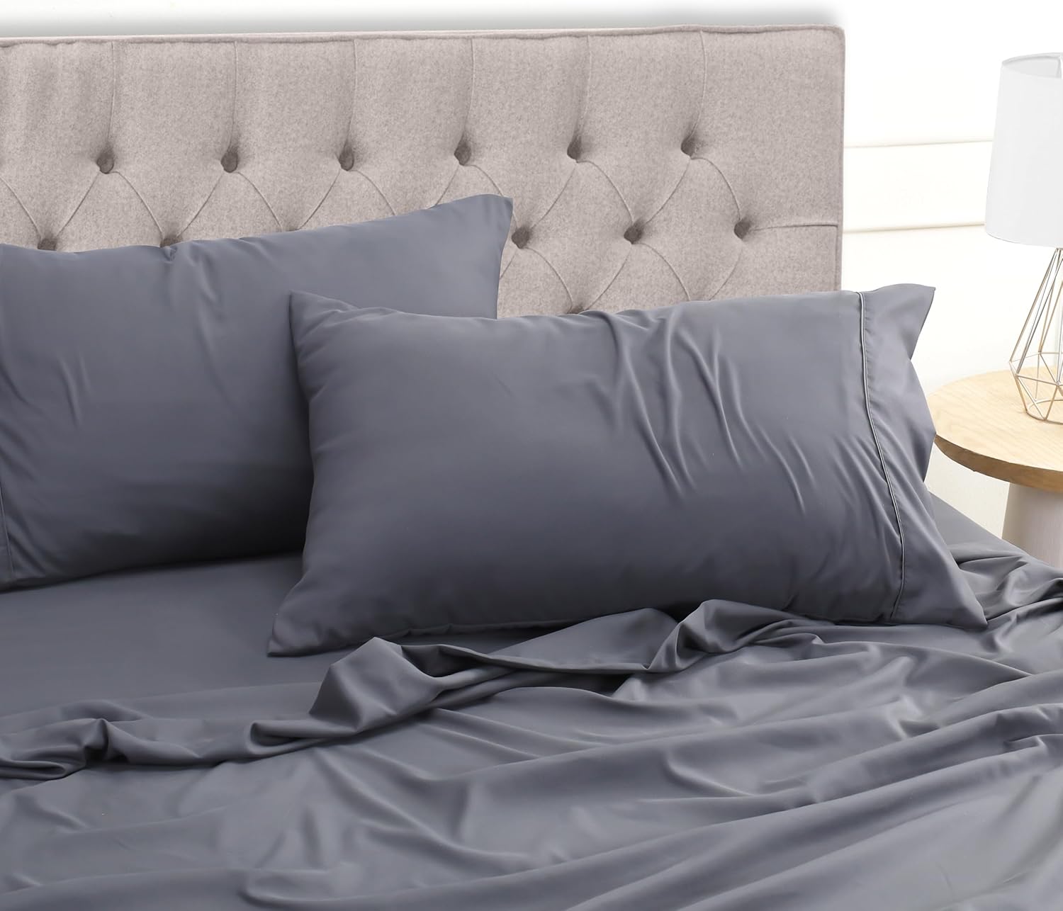 Utopia Bedding Juego De Sabanas 4 Piezas 150X200 - Poliéster Microfibra Cepillada - Oeko-Tex Certificado - Sábana Bajera, Sábana Plana Y 2 Fundas De Almohada 50X75 (Cama 150, Gris)