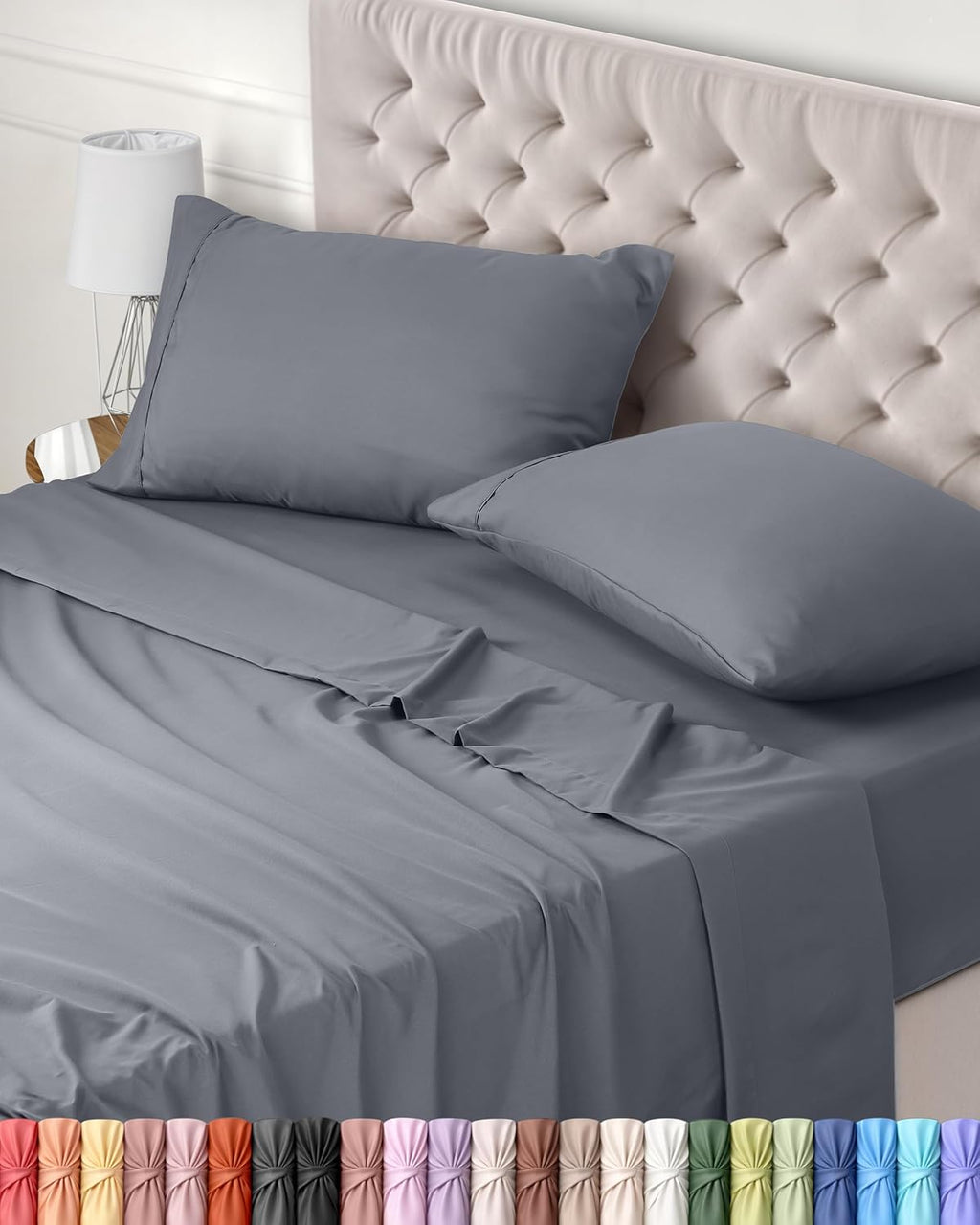 Utopia Bedding Juego De Sabanas 4 Piezas 150X200 - Poliéster Microfibra Cepillada - Oeko-Tex Certificado - Sábana Bajera, Sábana Plana Y 2 Fundas De Almohada 50X75 (Cama 150, Gris)