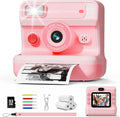 Camara Fotos Infantil Instantanea, HD 1080P Cámara Instantánea Para Niños Con Tarjeta De 32G Y 3 Rollos De Papel, Lentes Dobles, Regalo Para Niños Y Niñas De 3 a 12 Años