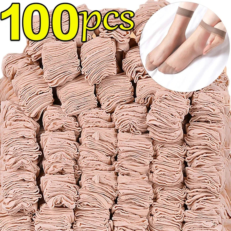 10Pairs-30Pairs Transparent Summer Socks Ultrathin Women Nylon Ladies Female Short Ankle Meias Elastic Crystal Spring Silk Sox