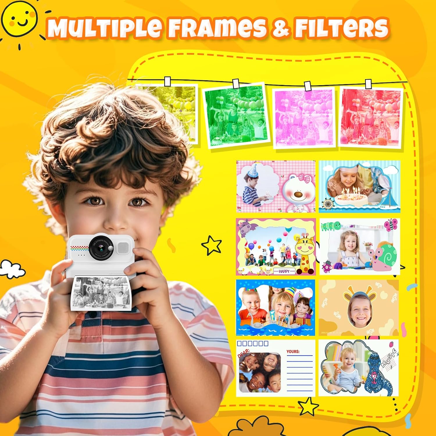 Camara Fotos Infantil Instantanea, HD/1080P Cámara Instantánea Para Niños Con Tarjeta De 32G Y Papel De Impresión, Camara Fotos Infantil Divertidos Regalos De Juguete Para Niños De 3 a 12 Años