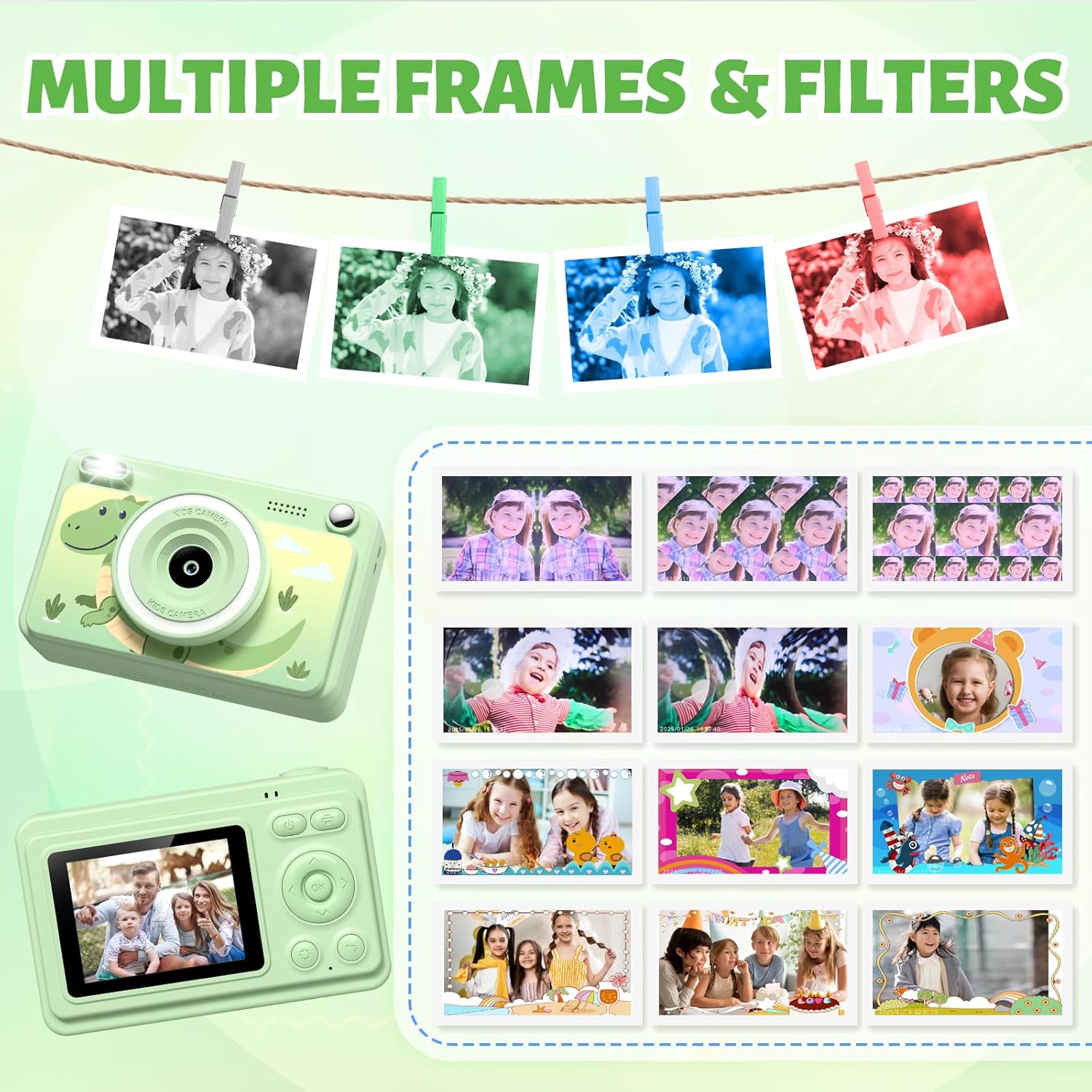 GREENKINDER Camara Fotos Infantil Instantanea,Hd/1080P Cámara Instantánea Para Niños Con Tarjeta De 32GB Y 5 Rollos De Papel Térmico,Camara Fotos Infantil Regalos De Juguete Para Niños De 3 a 12