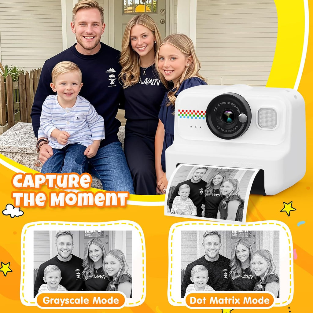 Camara Fotos Infantil Instantanea, HD/1080P Cámara Instantánea Para Niños Con Tarjeta De 32G Y Papel De Impresión, Camara Fotos Infantil Divertidos Regalos De Juguete Para Niños De 3 a 12 Años