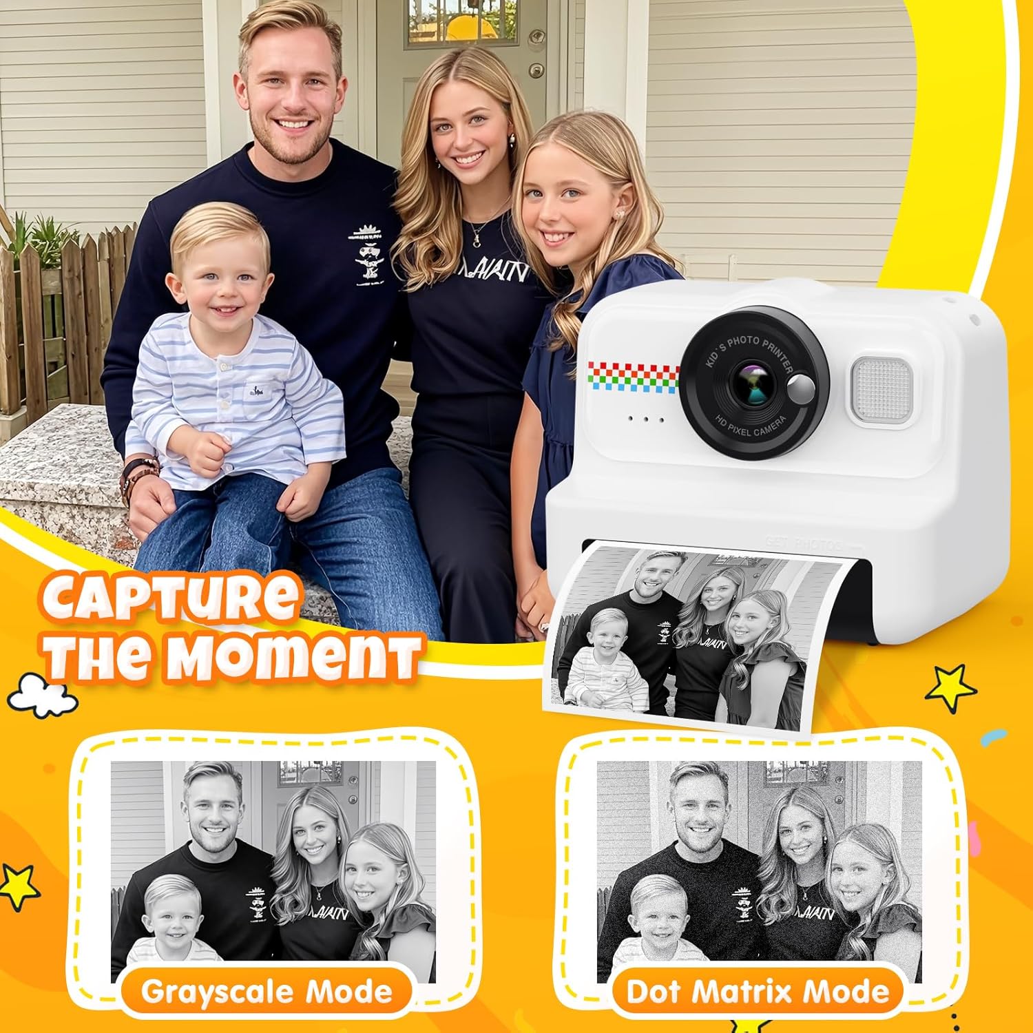 Camara Fotos Infantil Instantanea, HD/1080P Cámara Instantánea Para Niños Con Tarjeta De 32G Y Papel De Impresión, Camara Fotos Infantil Divertidos Regalos De Juguete Para Niños De 3 a 12 Años