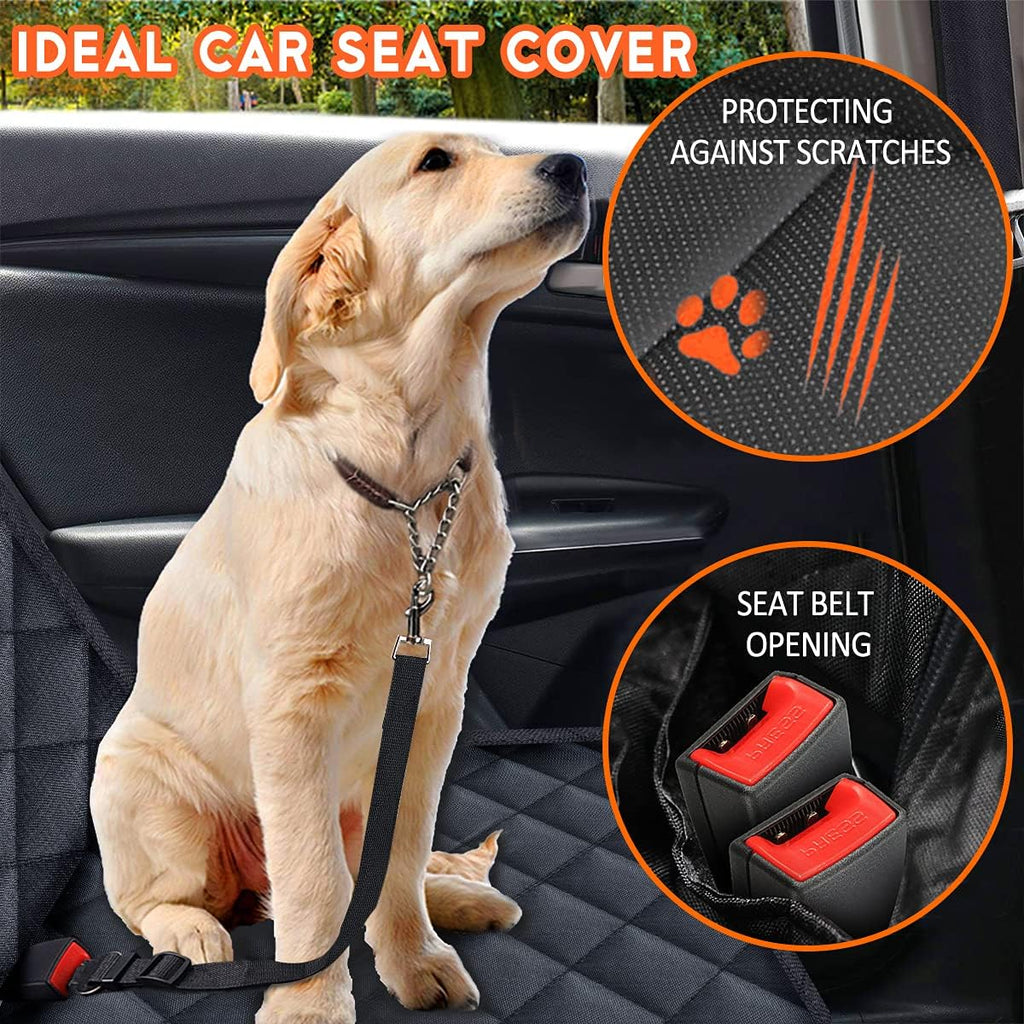 Ultimate Waterproof Dog Car Seat Cover - Non-Slip Back Seat Protector for Pets and Kids - Fits Most Cars, SUVs, and Trucks - Black