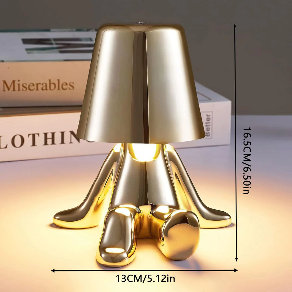 Illuminate Your Space with the Charming Bedside Touch Control Table Lamp - Golden Figurine LED Night Light with Three-Level Brightness