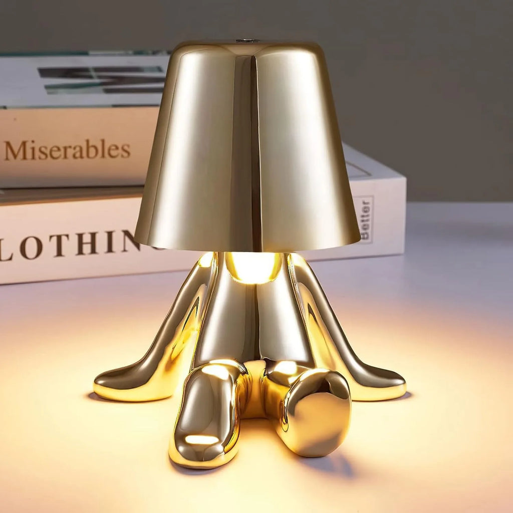 Illuminate Your Space with the Charming Bedside Touch Control Table Lamp - Golden Figurine LED Night Light with Three-Level Brightness