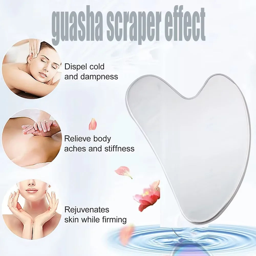Revitalize Your Skin with Our Premium 1/3 Piece Stainless Steel Ice Face Roller and Scraping Board Set