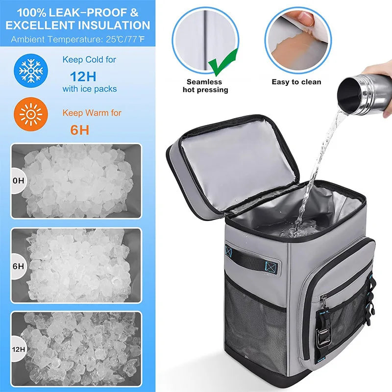 1Pcs Large Waterproof Cooler Backpack - Leak-Proof Camping & Beach Cooler Bag for Fishing, Picnics, Outdoor Adventures