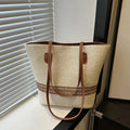 Bolso de Hombro de Gran Capacidad para Mujer, Bolso de Mano de Paja Tejida para Verano, Bolso de Playa de Diseño de Lujo para Mujer, Bolso de Compras