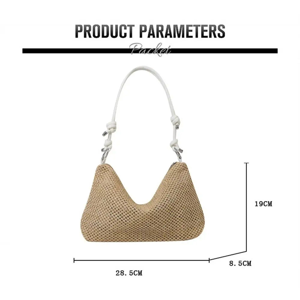 Bolso de Paja Tejido a la Moda, Bolso Tote de Gran Capacidad, Bolso de Mano Trenzado Hecho a Mano, para Playa de Verano