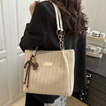 Bolso de hombro elegante de moda, bolso de mano tejido de paja de vacaciones espaciosa, bolso tejido de Color sólido informal de moda