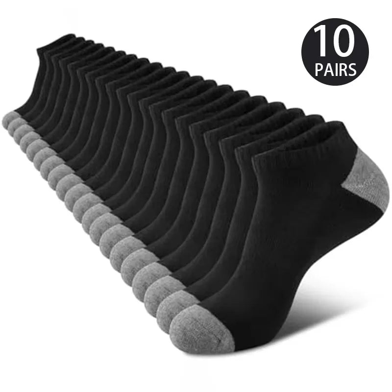 10 Pairs of Comfortable Breathable Socks Sweat Absorbing Odor Proof Low Cut Solid Color Socks Suitable for Outdoor Activities