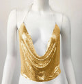 Backless Sequin Shiny Crop Top