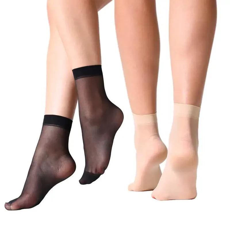 10Pairs-30Pairs Transparent Summer Socks Ultrathin Women Nylon Ladies Female Short Ankle Meias Elastic Crystal Spring Silk Sox